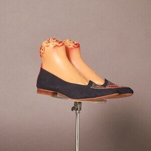 1960 Ted Saval Navy Flats Crest Shield Shoes